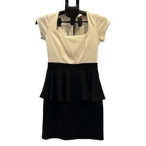 NWT Casual Couture Black/White Peplum Dress Women's size M